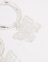 Silver Plated Filigree Butterfly Hoop Earrings