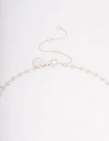 Silver Plated Diamante Cross Ball Link Pendant Necklace