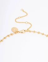 Gold Plated Diamante Cross Ball Link Pendant Necklace