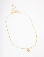 Gold Plated Plain Mini Cross Pendant Necklace