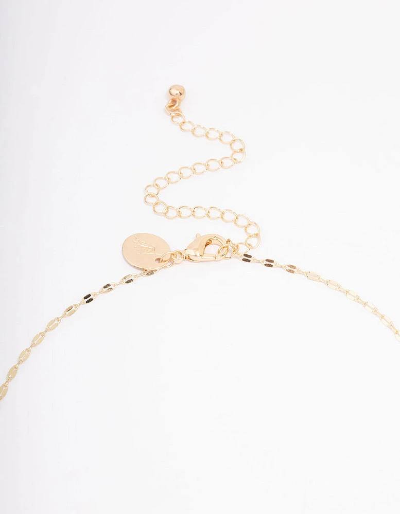 Gold Plated Simple Cross Station Chain Necklace