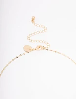 Gold Plated Simple Cross Station Chain Necklace