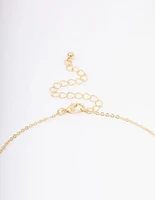 Gold Plated Diamante Heart Wing Necklace & Stud Earring Set