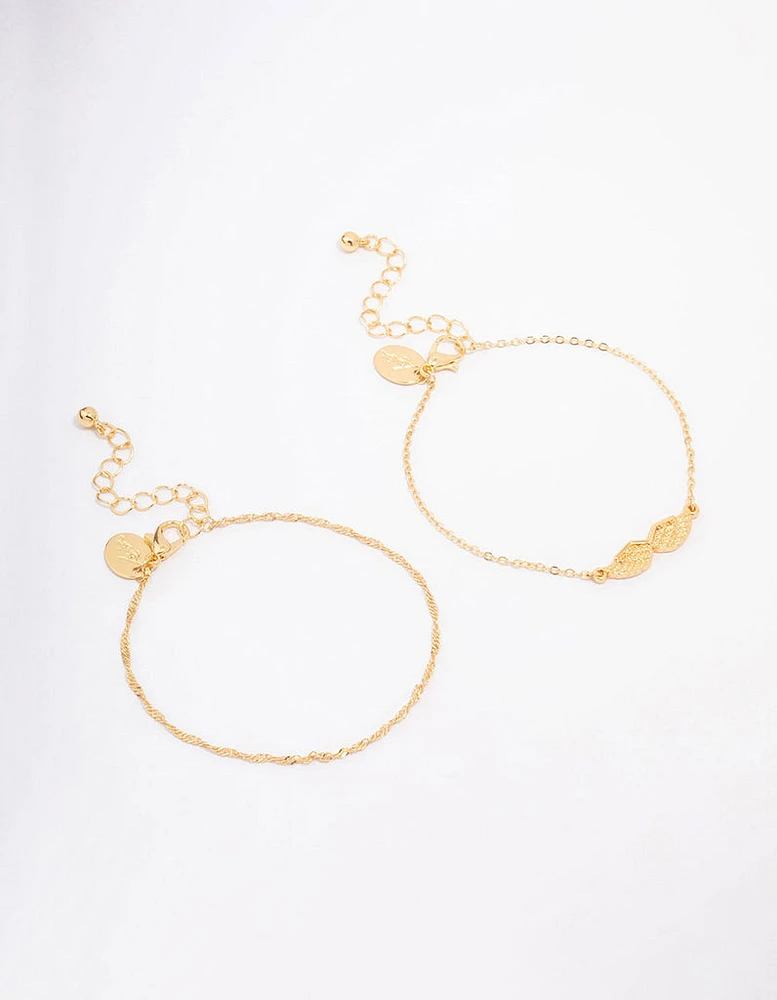 Gold Plated Angel Wine Chain Bracelet Pack