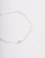 Silver Plated Station Cross Chain Bracelet