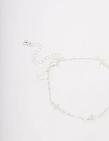 Silver Plated Station Cross Chain Bracelet