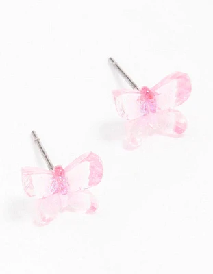 Acrylic Glitter Butterfly Stud Earrings