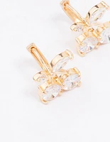 Gold Diamante Cherry Huggie Hoop Earrings