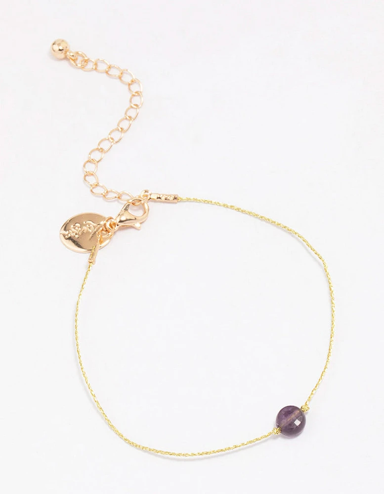 Gold Beaded Semi-Precious Stone Bracelet