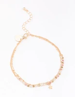 Gold Mixed Semi-Precious Layered Anklet