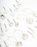 Silver Classic Stud & Hoop Earring 12-Pack