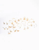Gold Pearl Drip Heart Earring 12-Pack