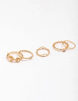 Gold Twisted Flower Ring Pack