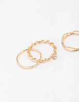 Gold Twisted Flower Ring Pack