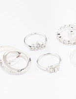 Silver Diamante Band Mixed Ring Pack