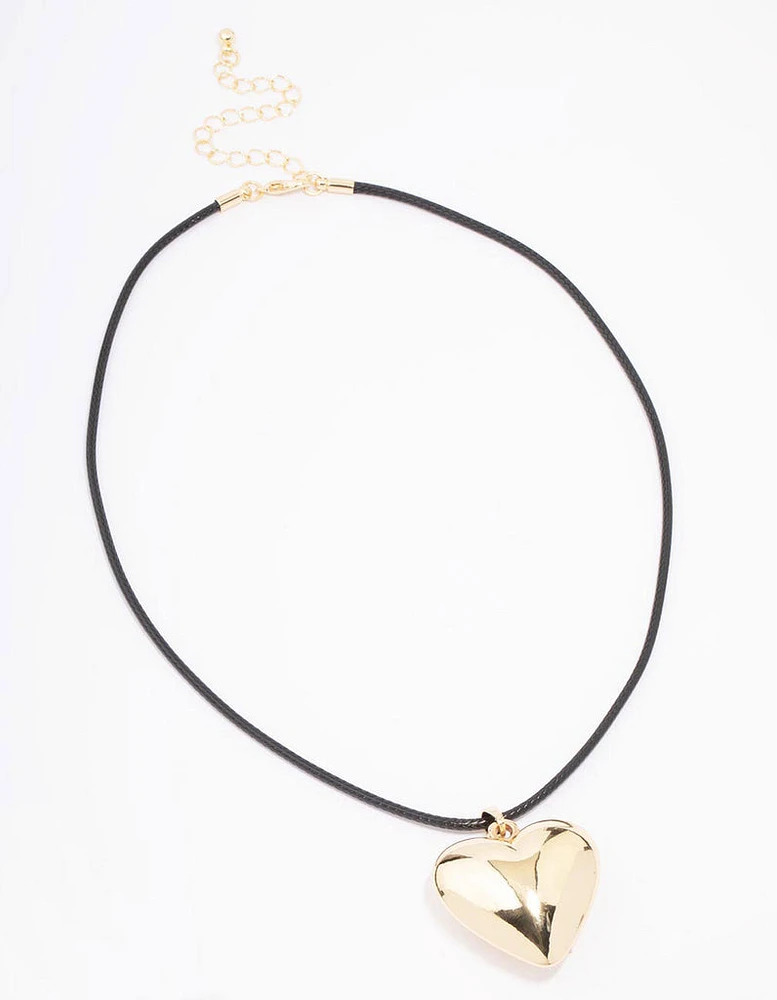 Gold Heart Cord Necklace