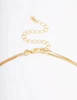 Gold Plated Hammered Rectangular Layered Necklace