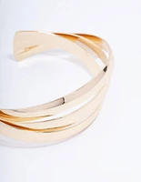 Gold Plated Chunky Twisted Wrist Cuff