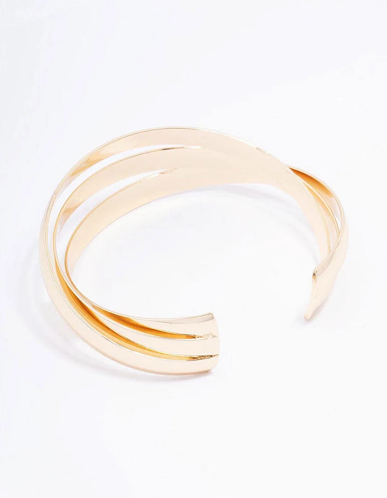 Gold Plated Chunky Twisted Wrist Cuff