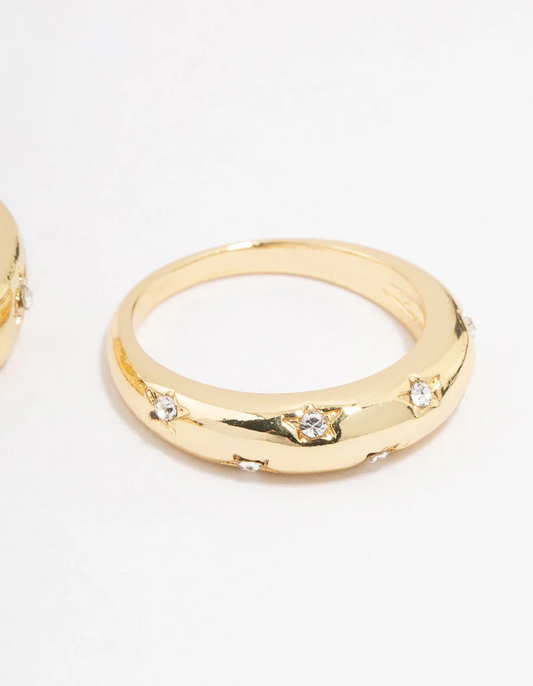 Gold Plated Celestial Star Rings 3-Pack