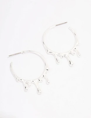 Silver Melting Hoop Earrings