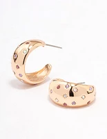 Gold Celestial Star Chunky Hoop Earrings