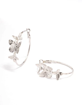 Silver Fine Butterfly Hoop Earrings