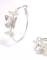 Rhodium Fine Butterfly Hoop Earrings