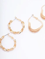 Gold Coil Heart Hoop Earring 3-Pack