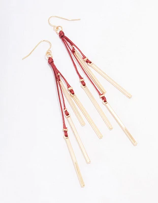 Gold Cord Tassel Drop Earrings