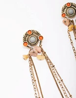 Antique Gold Hanging Stone Drop Earrings