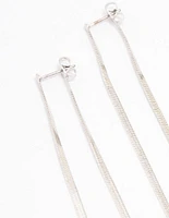 Rhodium Snake Chain Drop Earrings