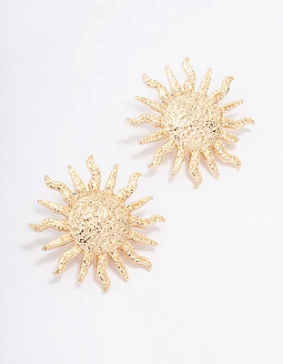 Gold Molten Sun Stud Earrings