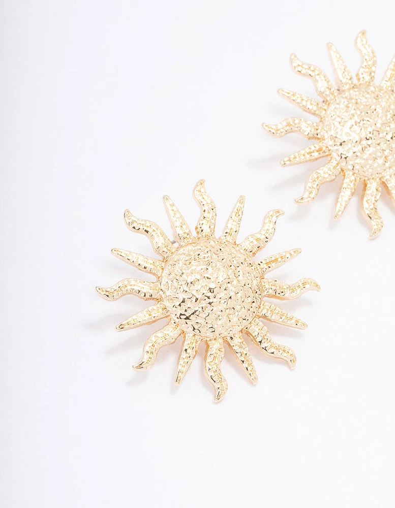 Gold Molten Sun Stud Earrings