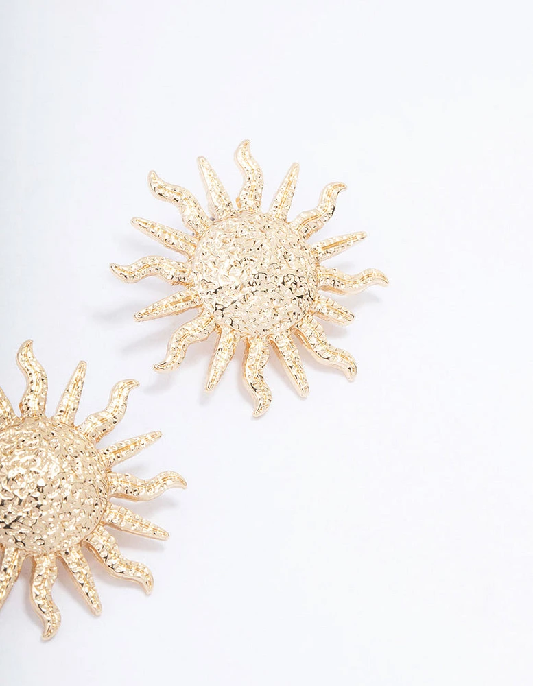 Gold Molten Sun Stud Earrings