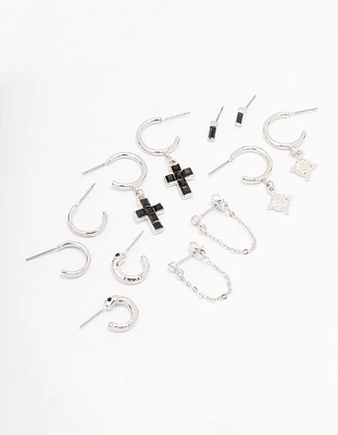 Rhodium Snake Cross Earring 6-Pack