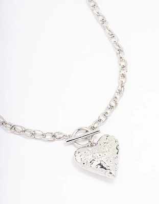 Silver Filigree Puffy Heart Necklace