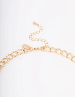 Gold Elaborate Detailed Chain Statement Necklace