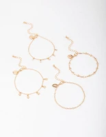 Gold Star Dangle Bracelet 4-Pack