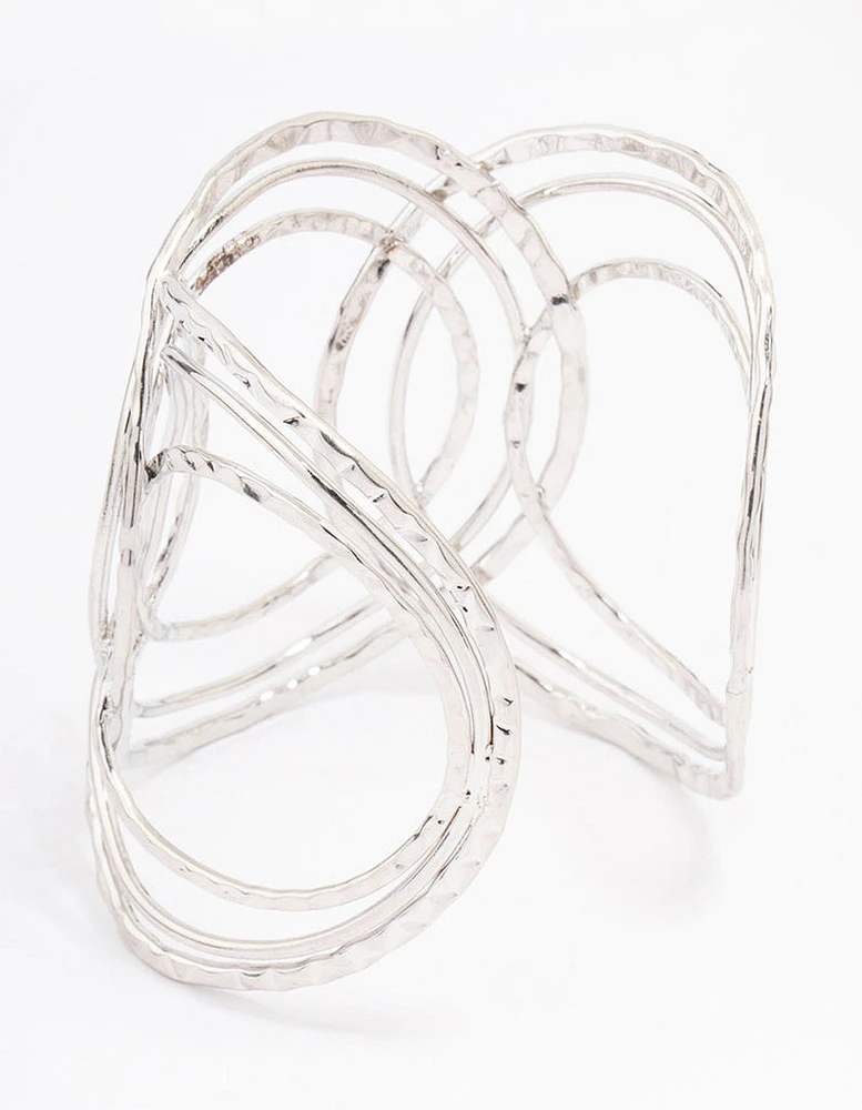 Rhodium Oval Loop Wrist Cuff