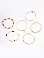 Gold Evil Eye Beaded Bracelet 6-Pack