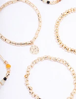 Gold Evil Eye Beaded Bracelet 6-Pack