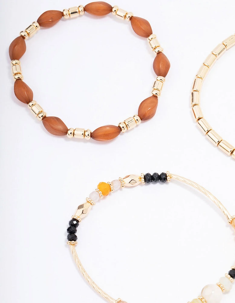 Gold Evil Eye Beaded Bracelet 6-Pack