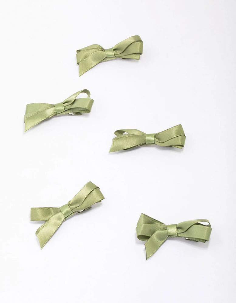 Mini Satin Hair Bow Clips 5-Pack