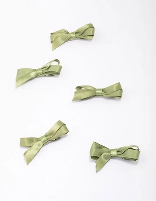 Mini Satin Hair Bow Clips 5-Pack