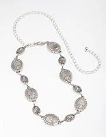 Antique Silver Textured Circular Chain Belt