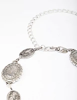 Antique Silver Textured Circular Chain Belt