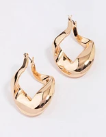 Gold Curb Link Hoop Earrings