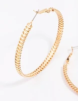 Gold Flat Coil Hoop Earrings