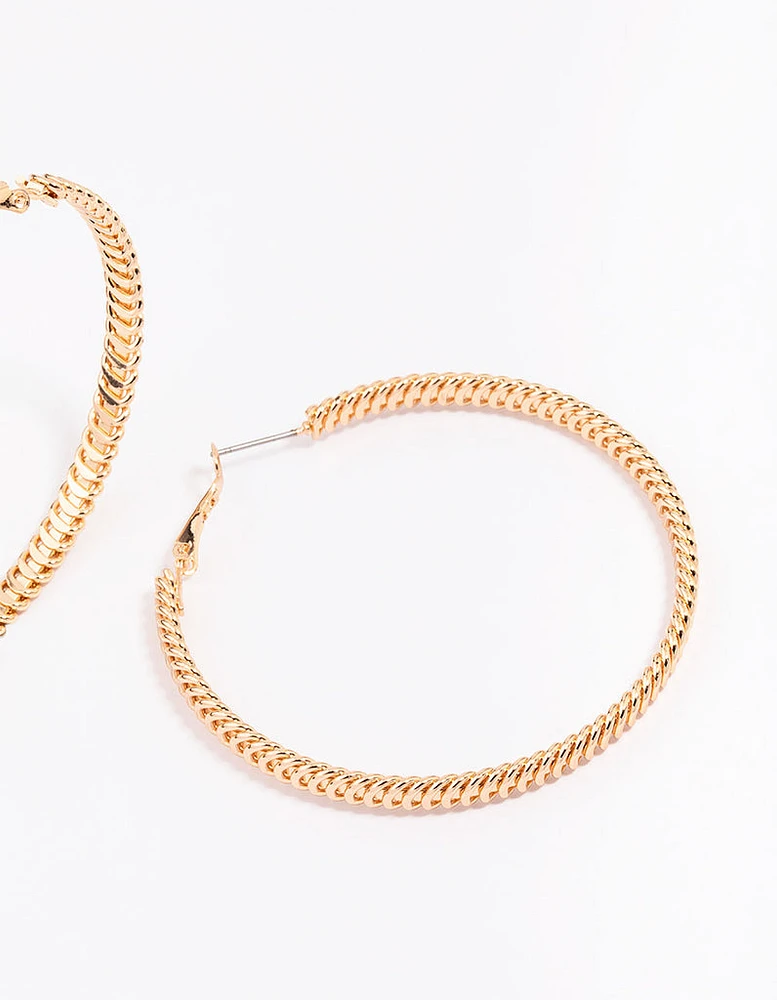 Gold Flat Coil Hoop Earrings